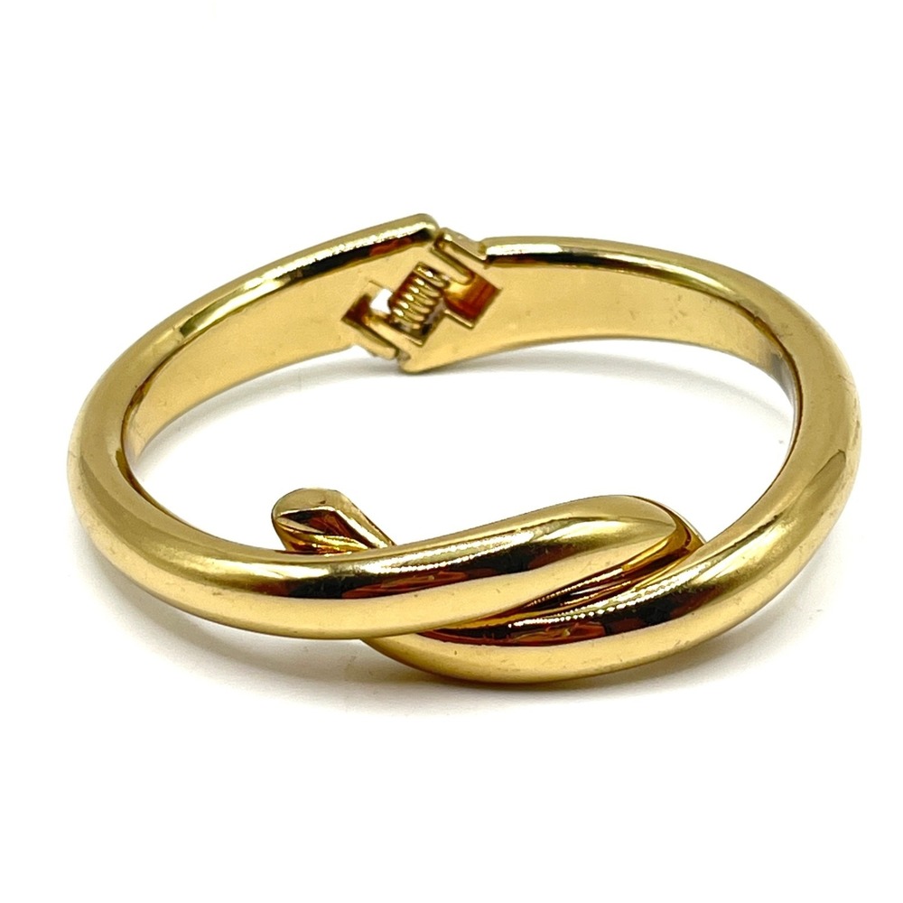Designer Inspired Twist Band Gold Tone Metal Clamper Bangle Bracelet Minimalist